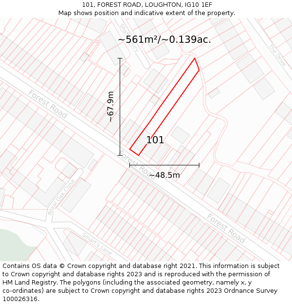 101, FOREST ROAD, LOUGHTON, IG10 1EF: Plot and title map