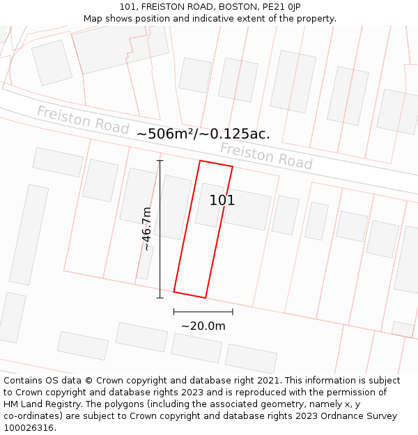 101, FREISTON ROAD, BOSTON, PE21 0JP: Plot and title map