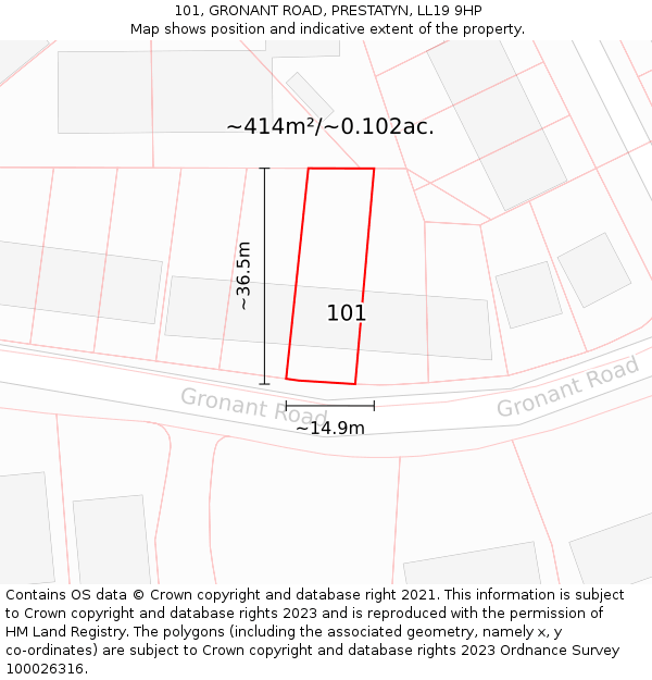 101, GRONANT ROAD, PRESTATYN, LL19 9HP: Plot and title map