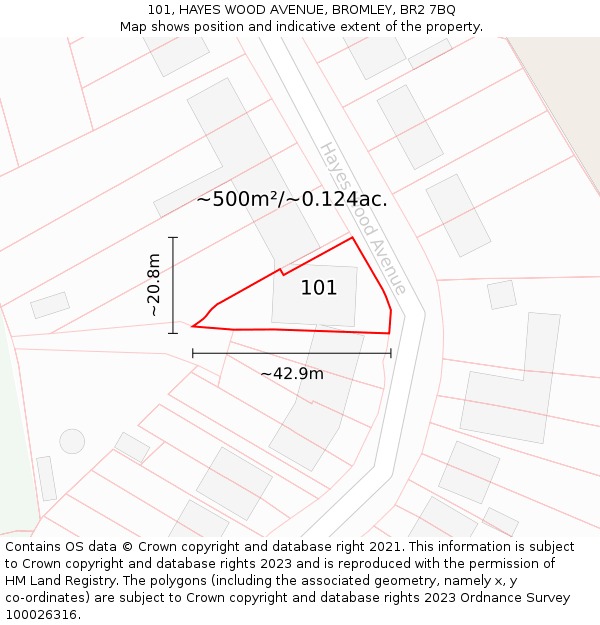 101, HAYES WOOD AVENUE, BROMLEY, BR2 7BQ: Plot and title map