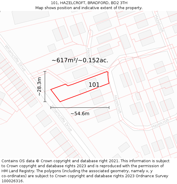 101, HAZELCROFT, BRADFORD, BD2 3TH: Plot and title map