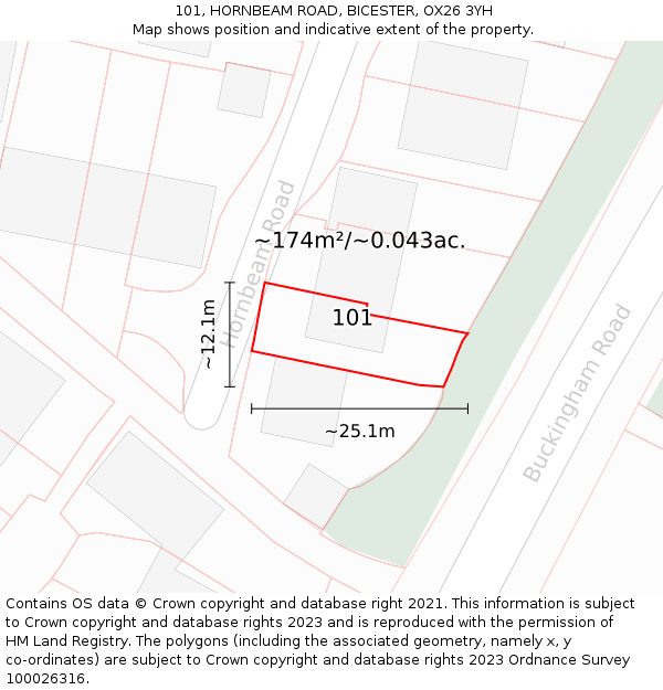 101, HORNBEAM ROAD, BICESTER, OX26 3YH: Plot and title map