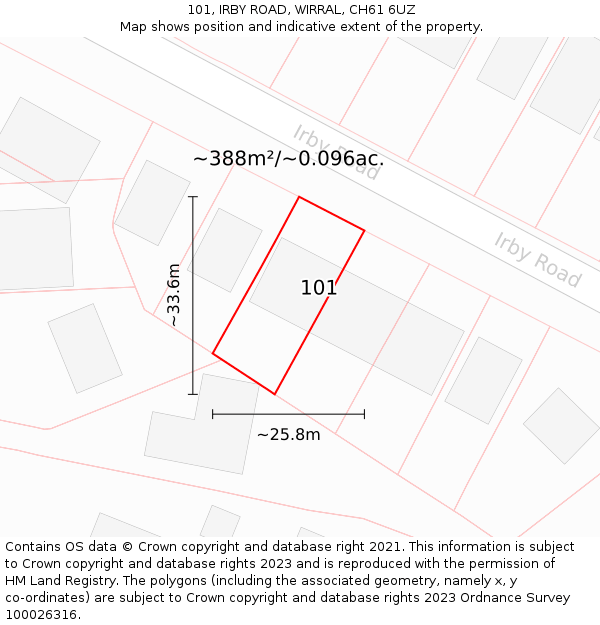 101, IRBY ROAD, WIRRAL, CH61 6UZ: Plot and title map