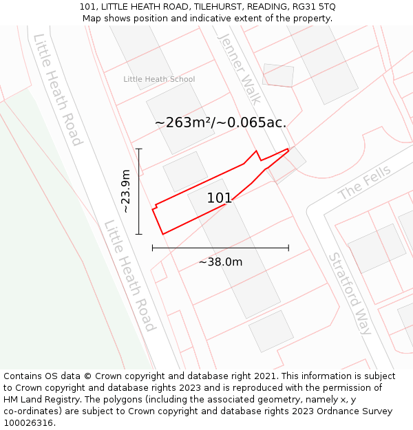 101, LITTLE HEATH ROAD, TILEHURST, READING, RG31 5TQ: Plot and title map