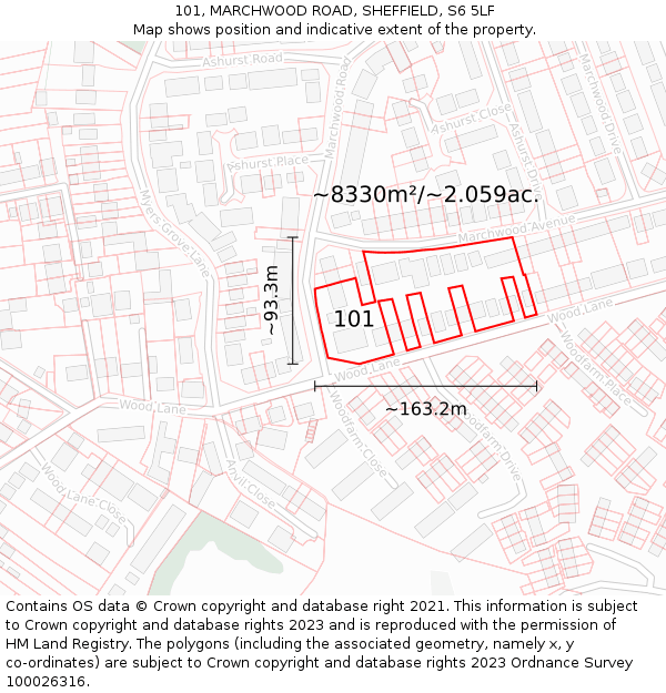 101, MARCHWOOD ROAD, SHEFFIELD, S6 5LF: Plot and title map