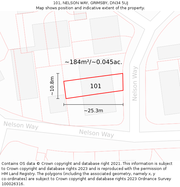 101, NELSON WAY, GRIMSBY, DN34 5UJ: Plot and title map