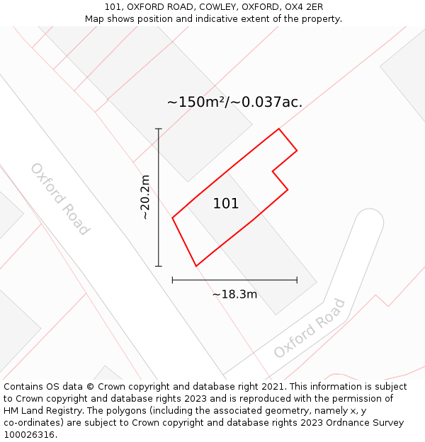 101, OXFORD ROAD, COWLEY, OXFORD, OX4 2ER: Plot and title map
