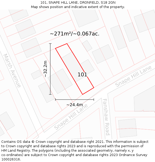 101, SNAPE HILL LANE, DRONFIELD, S18 2GN: Plot and title map