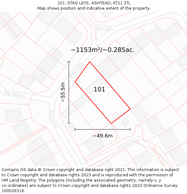 101, STAG LEYS, ASHTEAD, KT21 2TL: Plot and title map