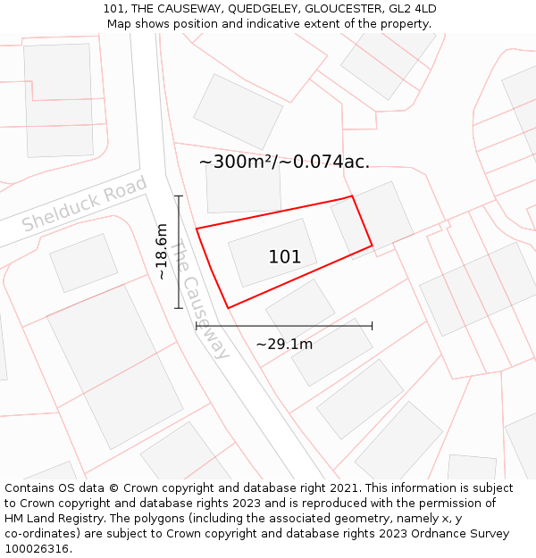 101, THE CAUSEWAY, QUEDGELEY, GLOUCESTER, GL2 4LD: Plot and title map