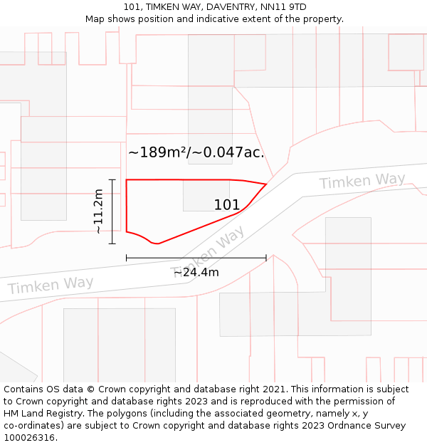 101, TIMKEN WAY, DAVENTRY, NN11 9TD: Plot and title map