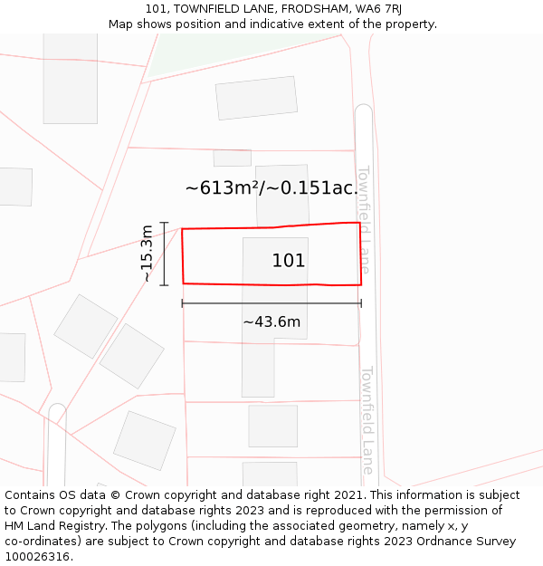 101, TOWNFIELD LANE, FRODSHAM, WA6 7RJ: Plot and title map