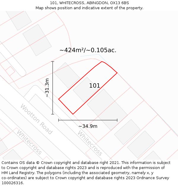101, WHITECROSS, ABINGDON, OX13 6BS: Plot and title map