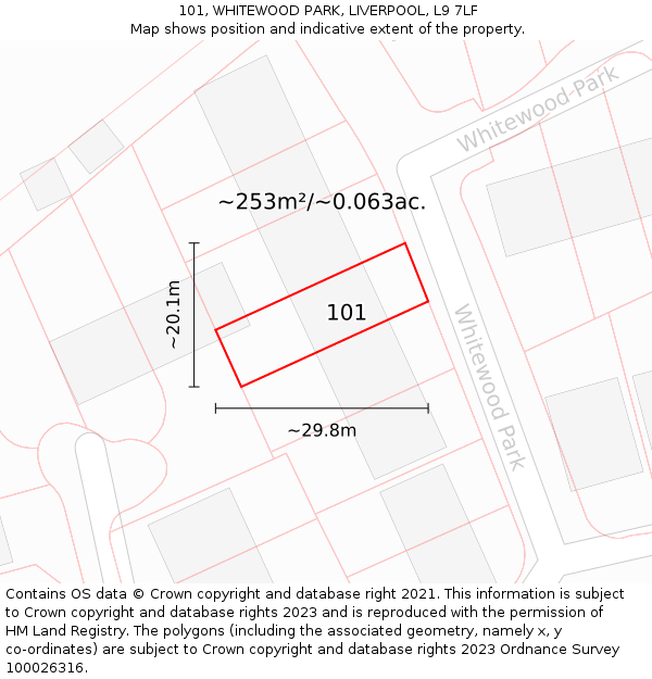 101, WHITEWOOD PARK, LIVERPOOL, L9 7LF: Plot and title map