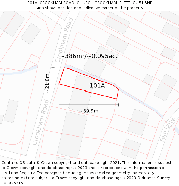 101A, CROOKHAM ROAD, CHURCH CROOKHAM, FLEET, GU51 5NP: Plot and title map