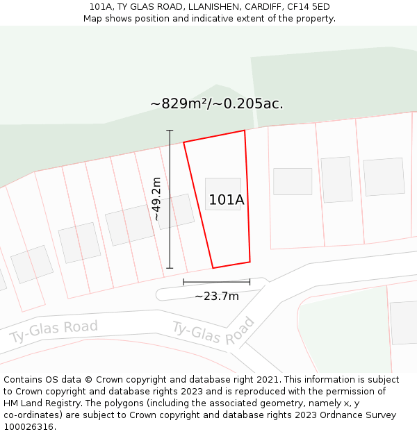 101A, TY GLAS ROAD, LLANISHEN, CARDIFF, CF14 5ED: Plot and title map