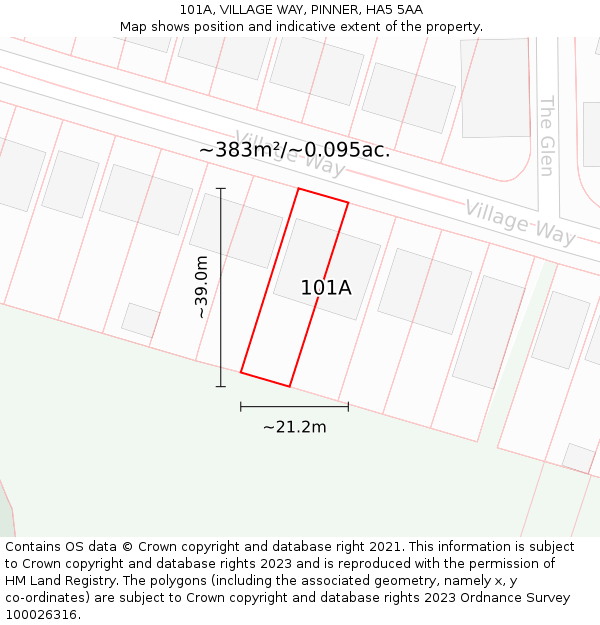 101A, VILLAGE WAY, PINNER, HA5 5AA: Plot and title map