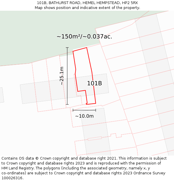 101B, BATHURST ROAD, HEMEL HEMPSTEAD, HP2 5RX: Plot and title map