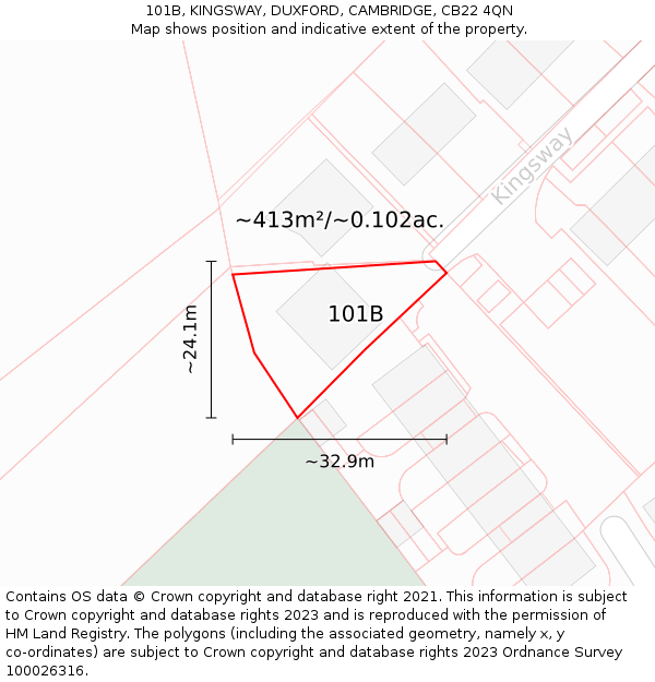 101B, KINGSWAY, DUXFORD, CAMBRIDGE, CB22 4QN: Plot and title map