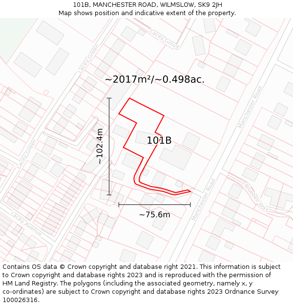 101B, MANCHESTER ROAD, WILMSLOW, SK9 2JH: Plot and title map