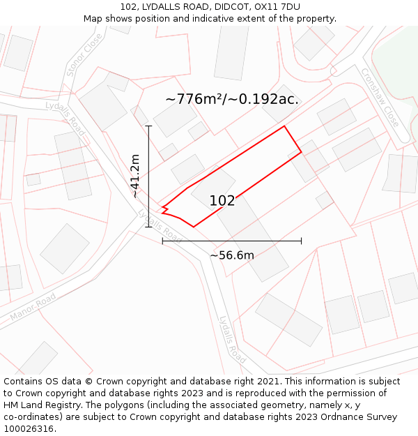 102, LYDALLS ROAD, DIDCOT, OX11 7DU: Plot and title map