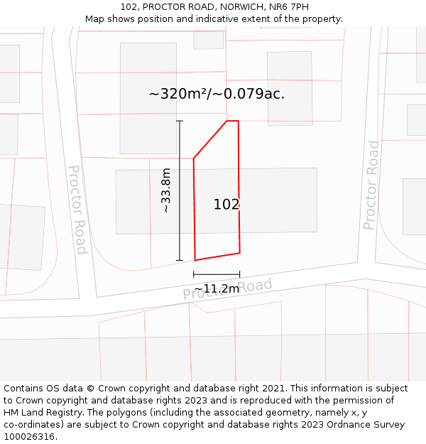102, PROCTOR ROAD, NORWICH, NR6 7PH: Plot and title map