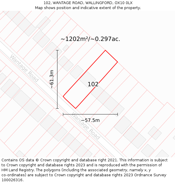 102, WANTAGE ROAD, WALLINGFORD, OX10 0LX: Plot and title map