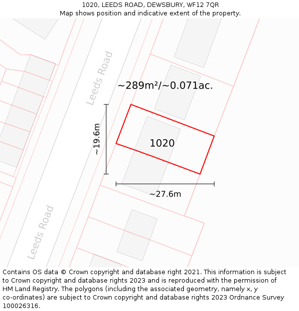 1020, LEEDS ROAD, DEWSBURY, WF12 7QR: Plot and title map