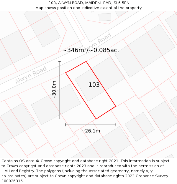 103, ALWYN ROAD, MAIDENHEAD, SL6 5EN: Plot and title map