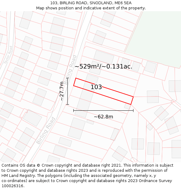 103, BIRLING ROAD, SNODLAND, ME6 5EA: Plot and title map
