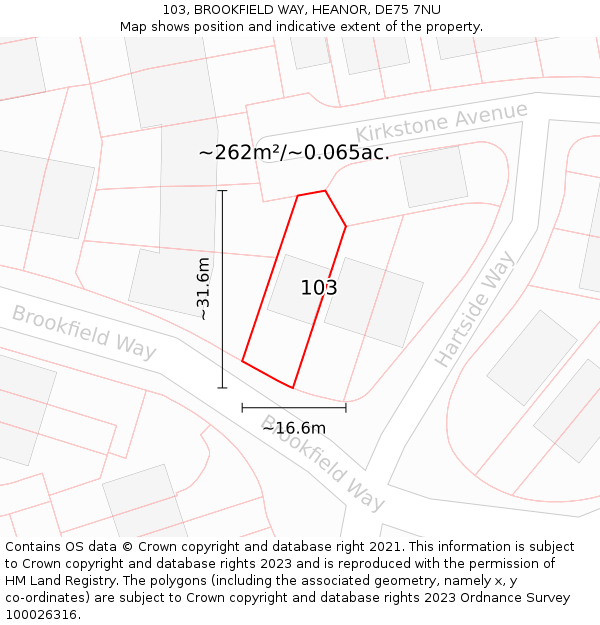 103, BROOKFIELD WAY, HEANOR, DE75 7NU: Plot and title map