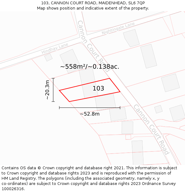 103, CANNON COURT ROAD, MAIDENHEAD, SL6 7QP: Plot and title map