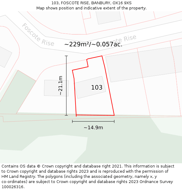 103, FOSCOTE RISE, BANBURY, OX16 9XS: Plot and title map