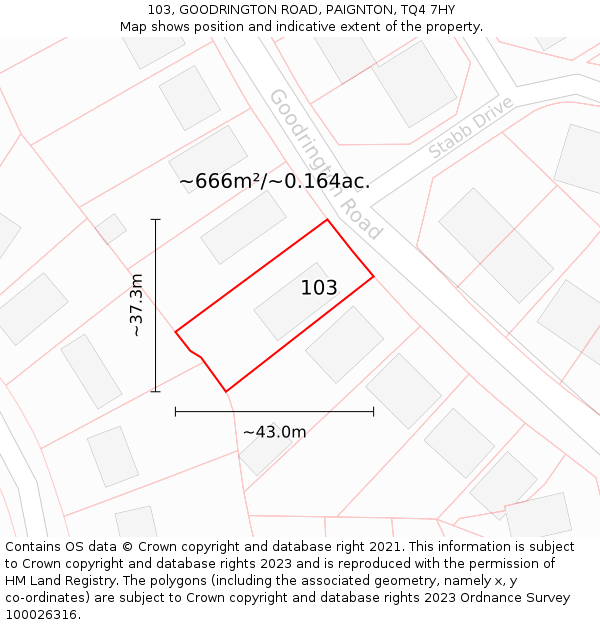 103, GOODRINGTON ROAD, PAIGNTON, TQ4 7HY: Plot and title map