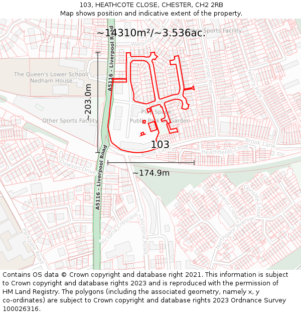 103, HEATHCOTE CLOSE, CHESTER, CH2 2RB: Plot and title map