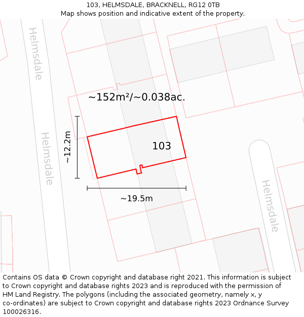 103, HELMSDALE, BRACKNELL, RG12 0TB: Plot and title map