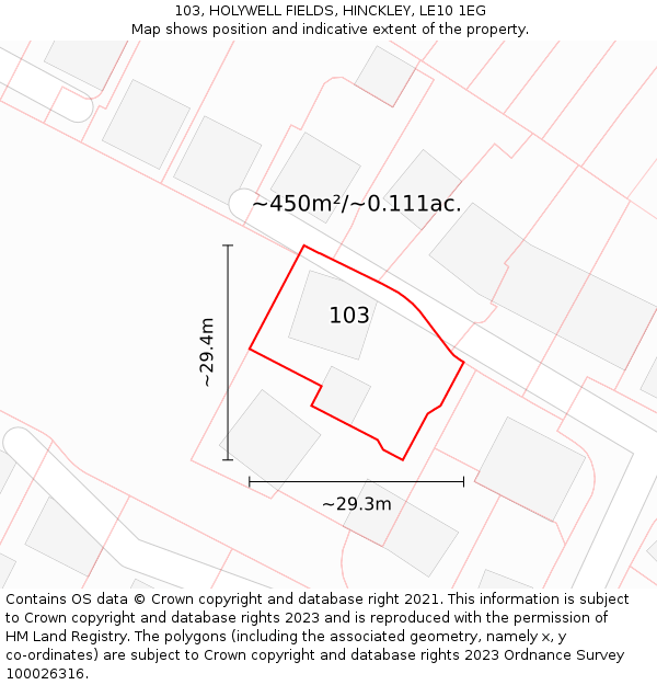 103, HOLYWELL FIELDS, HINCKLEY, LE10 1EG: Plot and title map