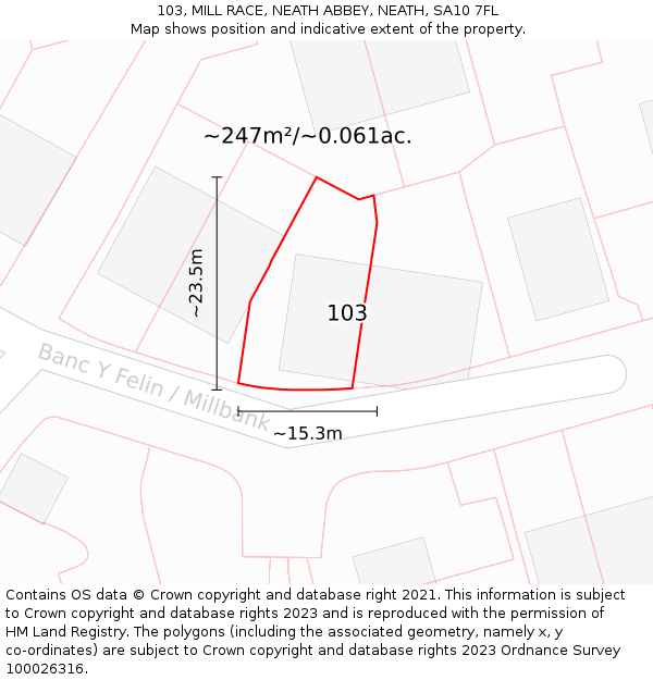 103, MILL RACE, NEATH ABBEY, NEATH, SA10 7FL: Plot and title map