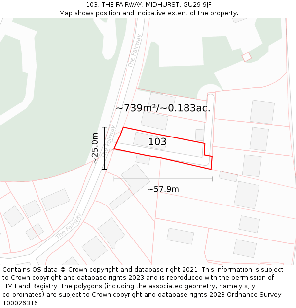 103, THE FAIRWAY, MIDHURST, GU29 9JF: Plot and title map