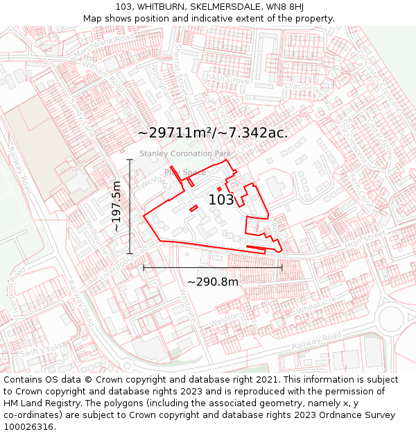 103, WHITBURN, SKELMERSDALE, WN8 8HJ: Plot and title map