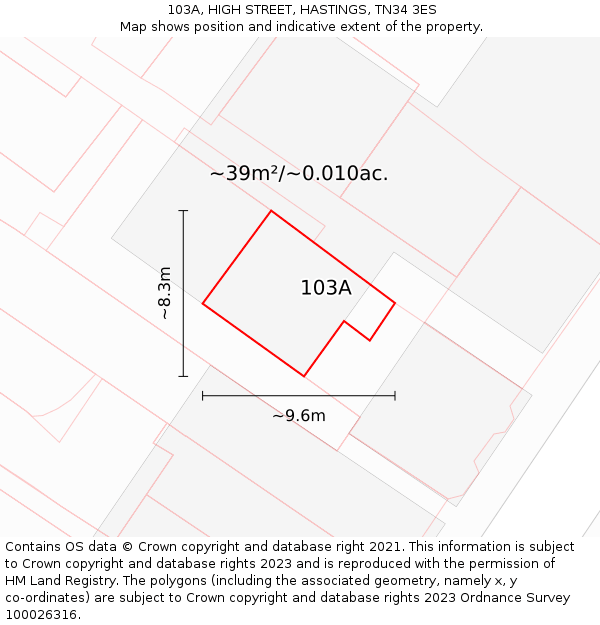 103A, HIGH STREET, HASTINGS, TN34 3ES: Plot and title map