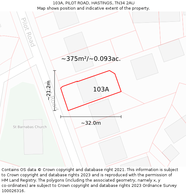 103A, PILOT ROAD, HASTINGS, TN34 2AU: Plot and title map