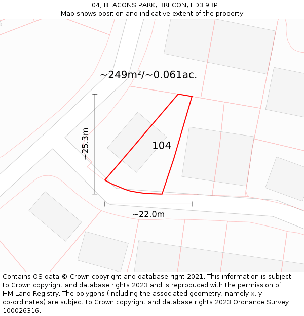 104, BEACONS PARK, BRECON, LD3 9BP: Plot and title map