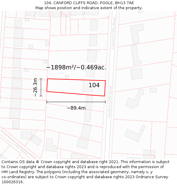 104, CANFORD CLIFFS ROAD, POOLE, BH13 7AE: Plot and title map