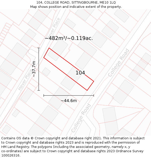 104, COLLEGE ROAD, SITTINGBOURNE, ME10 1LQ: Plot and title map