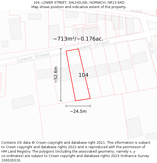 104, LOWER STREET, SALHOUSE, NORWICH, NR13 6AD: Plot and title map