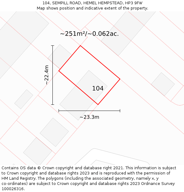 104, SEMPILL ROAD, HEMEL HEMPSTEAD, HP3 9FW: Plot and title map