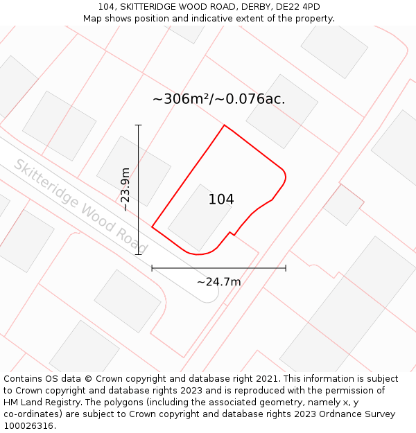 104, SKITTERIDGE WOOD ROAD, DERBY, DE22 4PD: Plot and title map