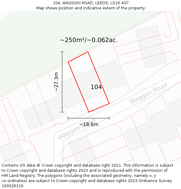 104, WAGGON ROAD, LEEDS, LS10 4GT: Plot and title map