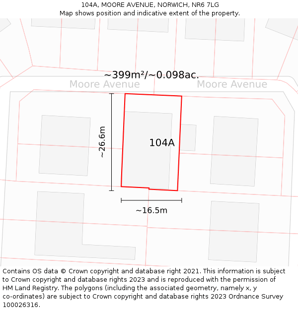 104A, MOORE AVENUE, NORWICH, NR6 7LG: Plot and title map